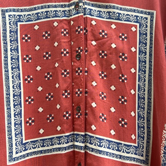 Free People Little Secrets Voile Bandana Print Shirt in APRICOT Oversized M - Picture 2 of 10